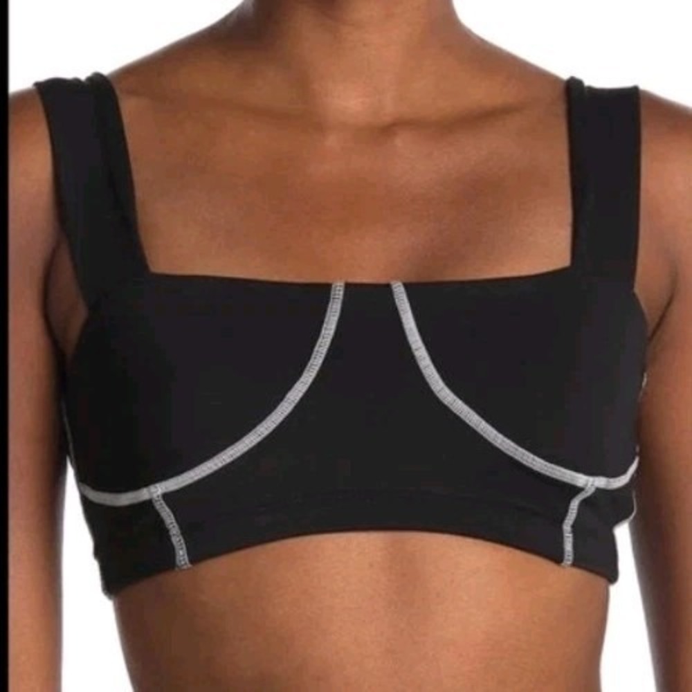 WeWoreWhat Women's Seamed Corset Crop Top Black & White Bralette Top Size Small
